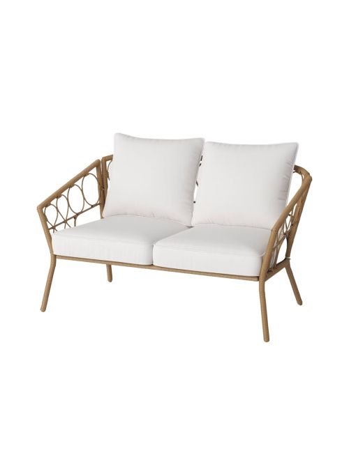 Fauteuil de patio extérieur résistant à la rouille Britanna en acier et osier, brun clair
