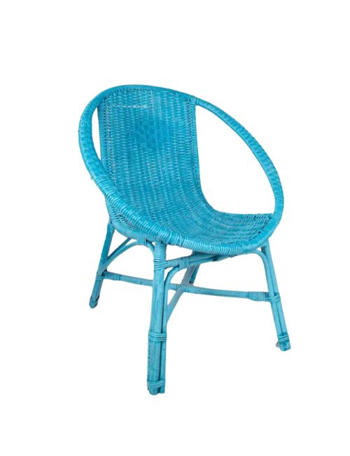 Paire de chaises bleues en osier tressé espagnol des années 1970