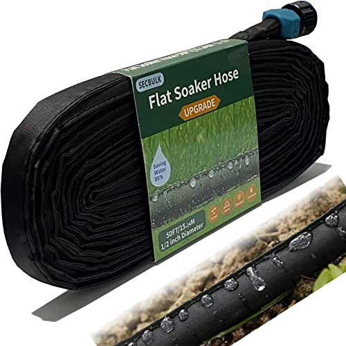 Tuyau de trempage plat Secbulk 2025 50 pieds pour jardin, 50 #039; Tuyau d'égouttement connectable, système d'irrigation de jardin à monter soi-même, permettant d'économiser 80% d'eau, tuyau d'eau à double couche sans fuite avec trous