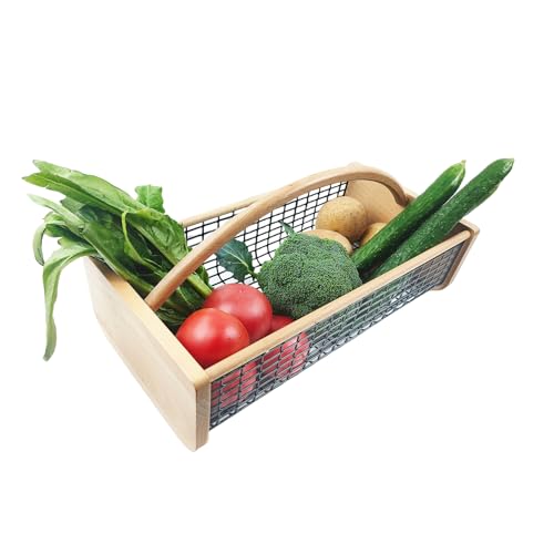 Grand panier de récolte de jardin, jardinage en bois Durable, fourniture adaptée à la cuisine, au pique-nique et à la cueillette en plein air