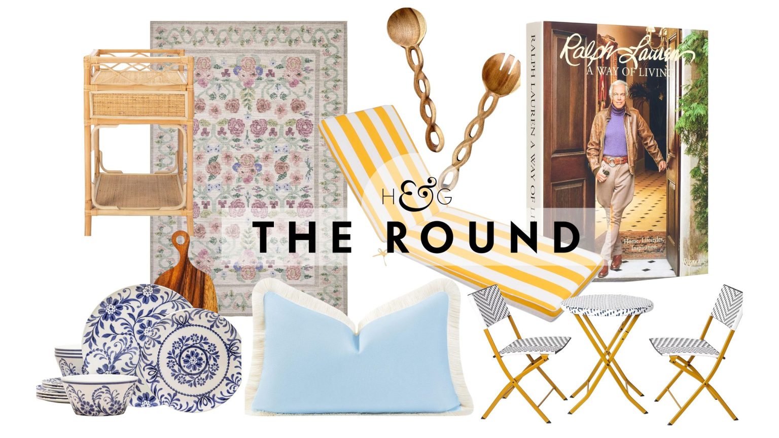 24 offres de décoration Amazon Prime Day à moins de 240 $ J’achète une maison extrêmement chic cet été Amazon Prime Day decor deals, spanning rattan storage furniture, patterned outdoor dinnerware, patio cushions, spiral salad servers, a Ralph Lauren coffee book, and Parisian-inspired bistro set