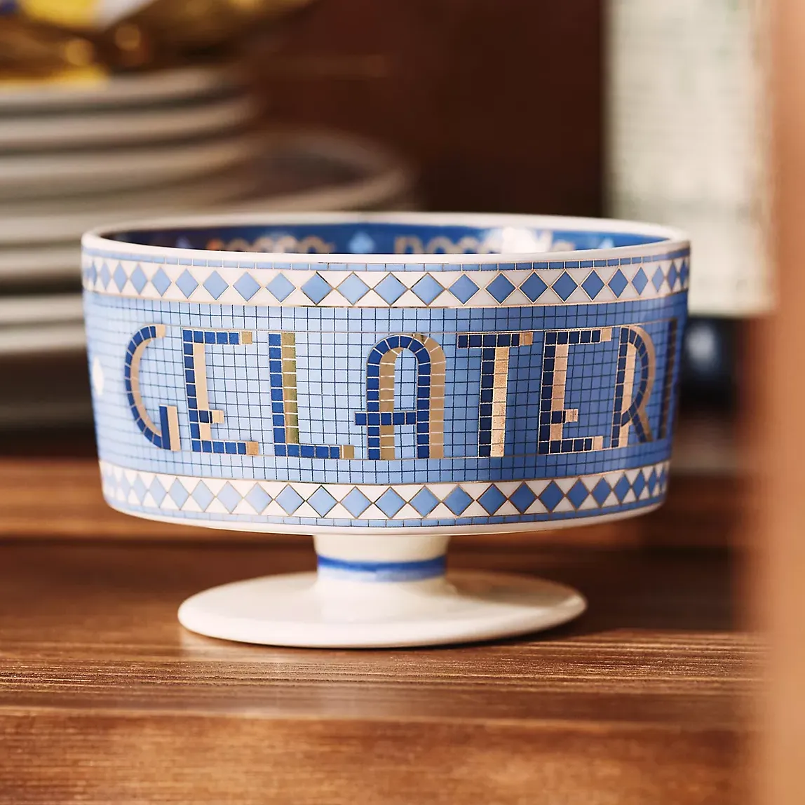 Bol à glace Bistro Tile en grès avec accents d'or 24 carats Italia