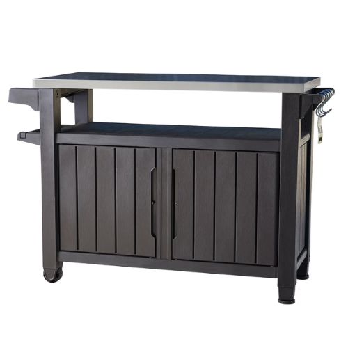Walmart, Keter Unity Chariot de cuisine roulant durable pour l'extérieur avec armoire de rangement