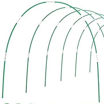 Cerceaux de serre tunnel de culture 6 ensembles de cerceaux de jardin de 8 pieds de long, cadre de cerceaux de jardin en fibre de verre antirouille pour filet de jardin, lit surélevé, couverture de rangée de tissu d'ombrage pour plantes, support de plante à faire soi-même, piquets de jardin - 36 pièces