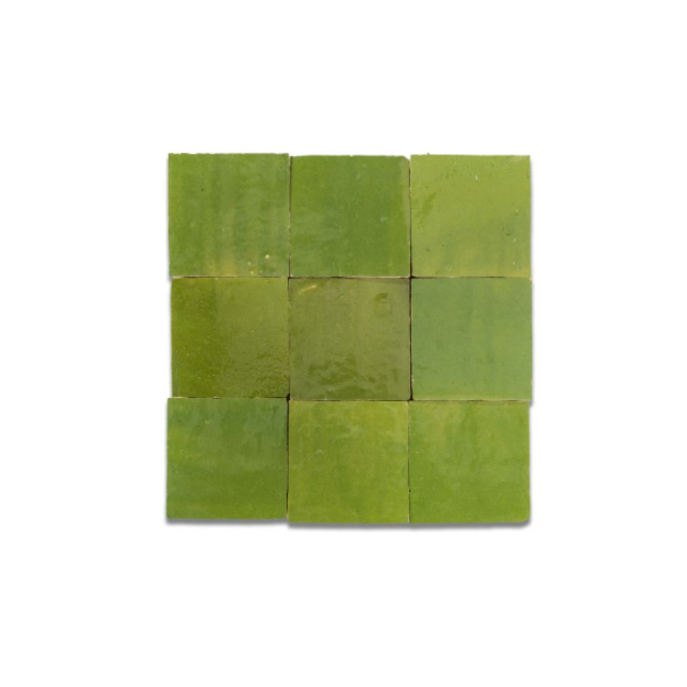 9 carreaux carrés de zellige vert anis