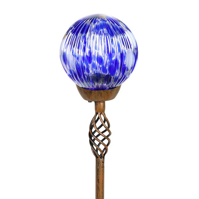 Piquet solaire en métal et verre bleu