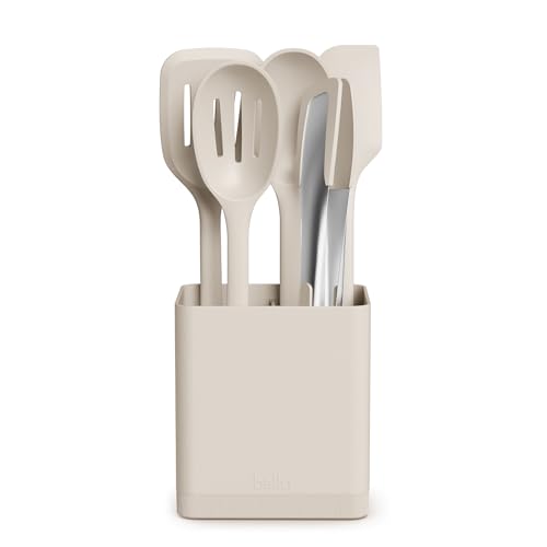 Ensemble d'outils modulaires Bella 6 pièces, silicone, spatule, cuillère, cuillère à fentes, spatule, pinces, pot avec séparateur amovible, non toxique*, de qualité alimentaire, résistant à la chaleur jusqu'à 425 °F, passe au lave-vaisselle, ardoise