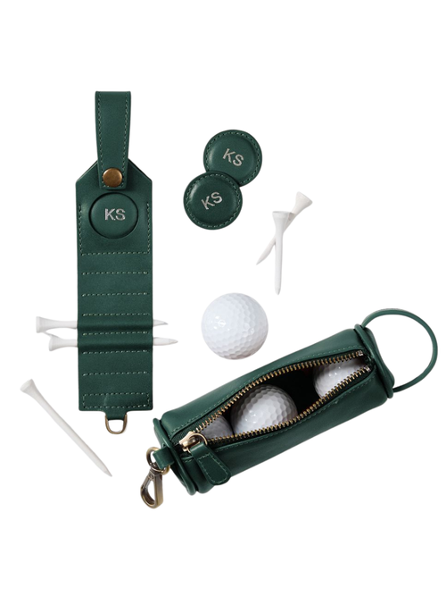 Ensemble pochette et tee-shirt en cuir Graham personnalisables pour balles de golf