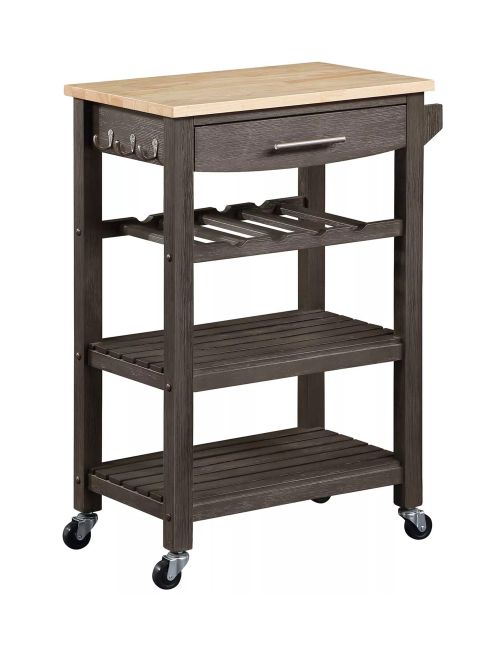 Chariot de cuisine en bloc de boucher en bois Ellaine