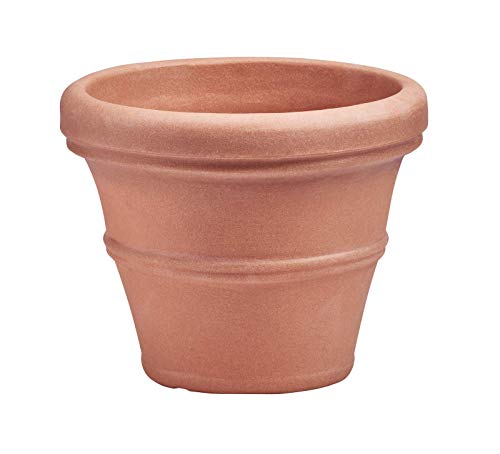 Crescent Garden Brunello Pot de fleurs classique à bord roulé, pot intérieur/extérieur résistant aux intempéries, plastique, 50,8 cm (couleur terre cuite)