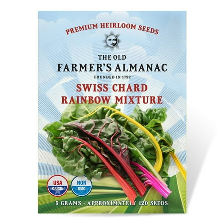 Graines de bette à carde arc-en-ciel de mélange arc-en-ciel de The Old Farmer's Almanac (héritage de qualité supérieure, sans OGM, pollinisation ouverte, légumes, soleil complet à partiel)