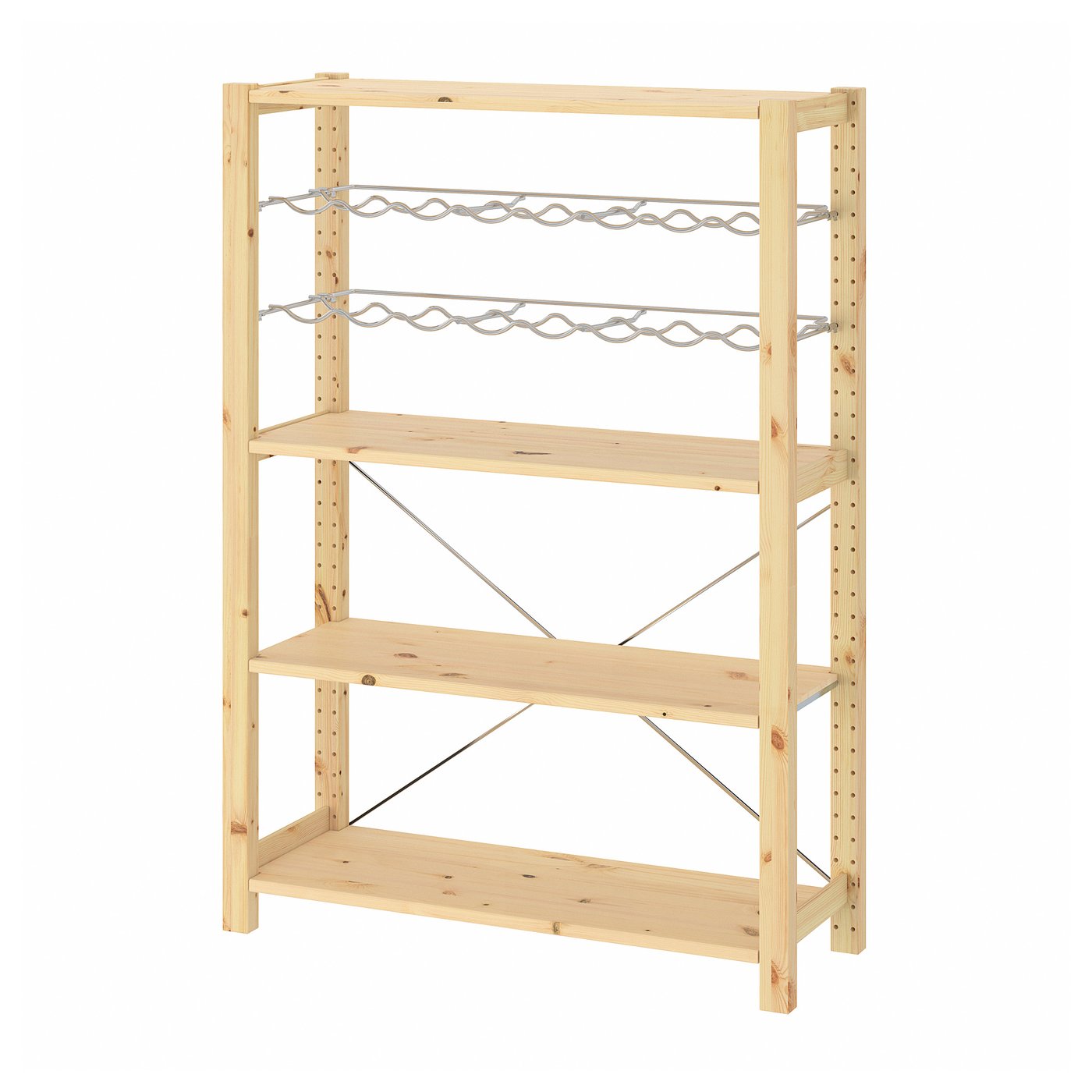 Étagère Ivar avec porte-bouteilles - Pin 35x11 3/4x48 7/8 "