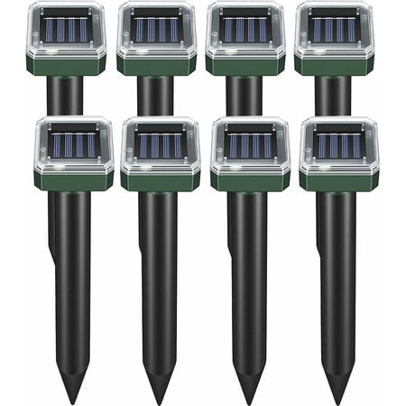 Heartgoods Lot de 8 répulsifs anti-taupes à énergie solaire, imperméables et ultrasoniques pour l'extérieur, rats, écureuils, mouffettes, répulsifs pour pelouse, jardin, cour