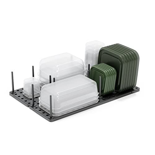Peggy Plateau de rangement pour tiroir de cuisine – Système de rangement réglable pour récipients alimentaires, ustensiles de cuisine, ustensiles de service, ustensiles et plus encore, gris