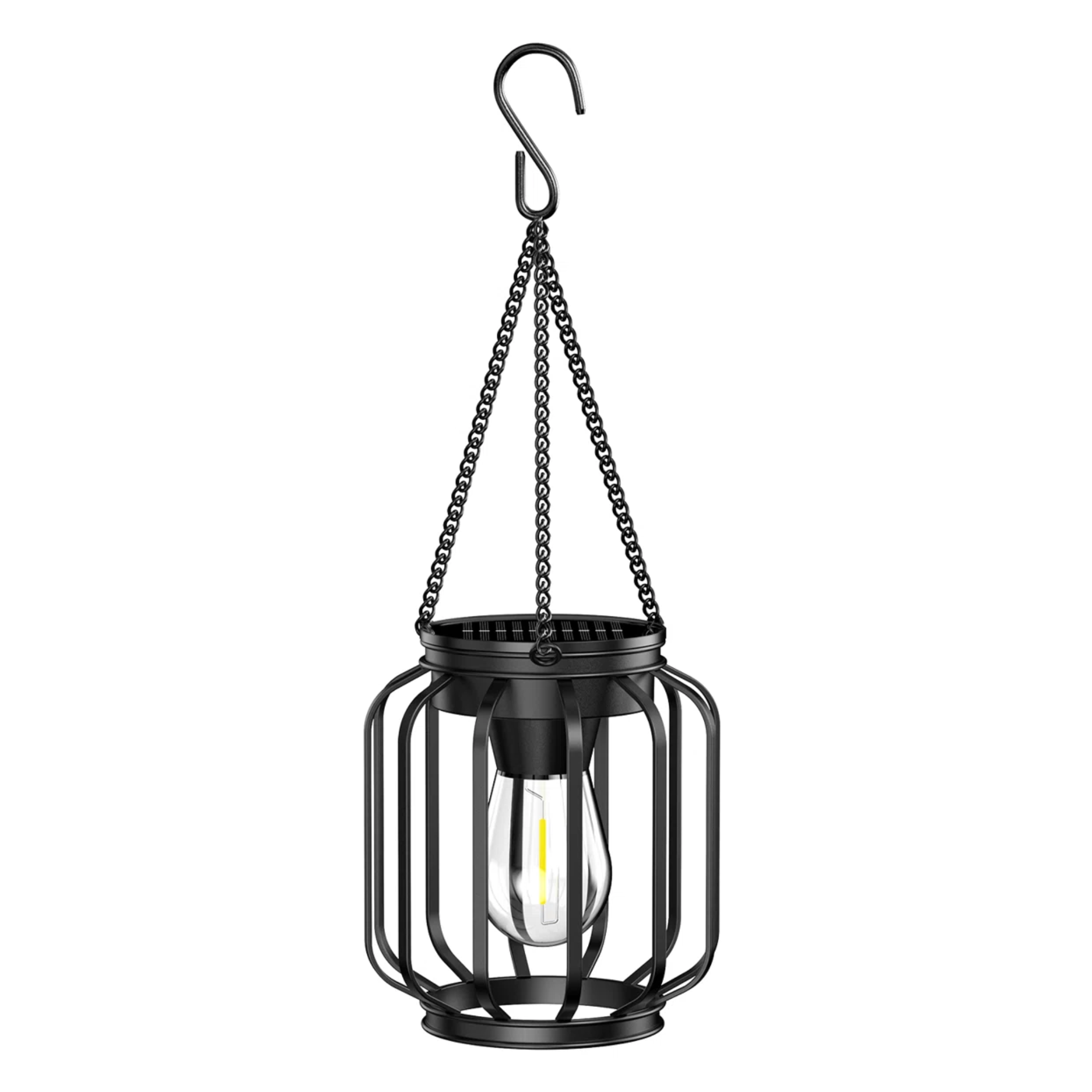 une lampe de jardin solaire suspendue