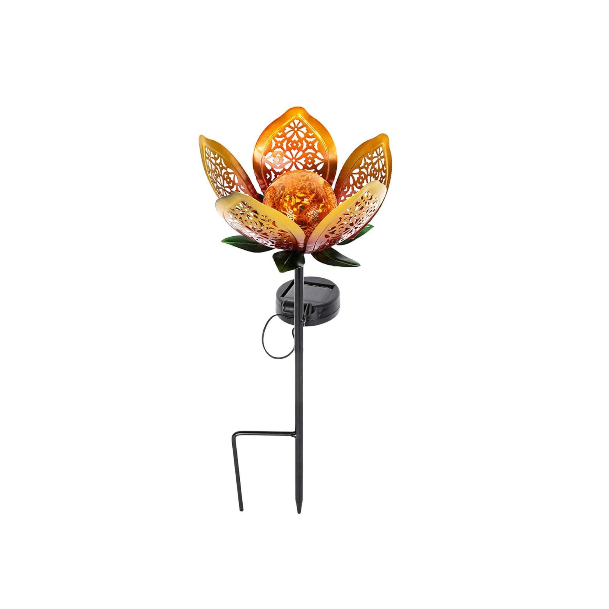 une lampe de jardin solaire à fleurs