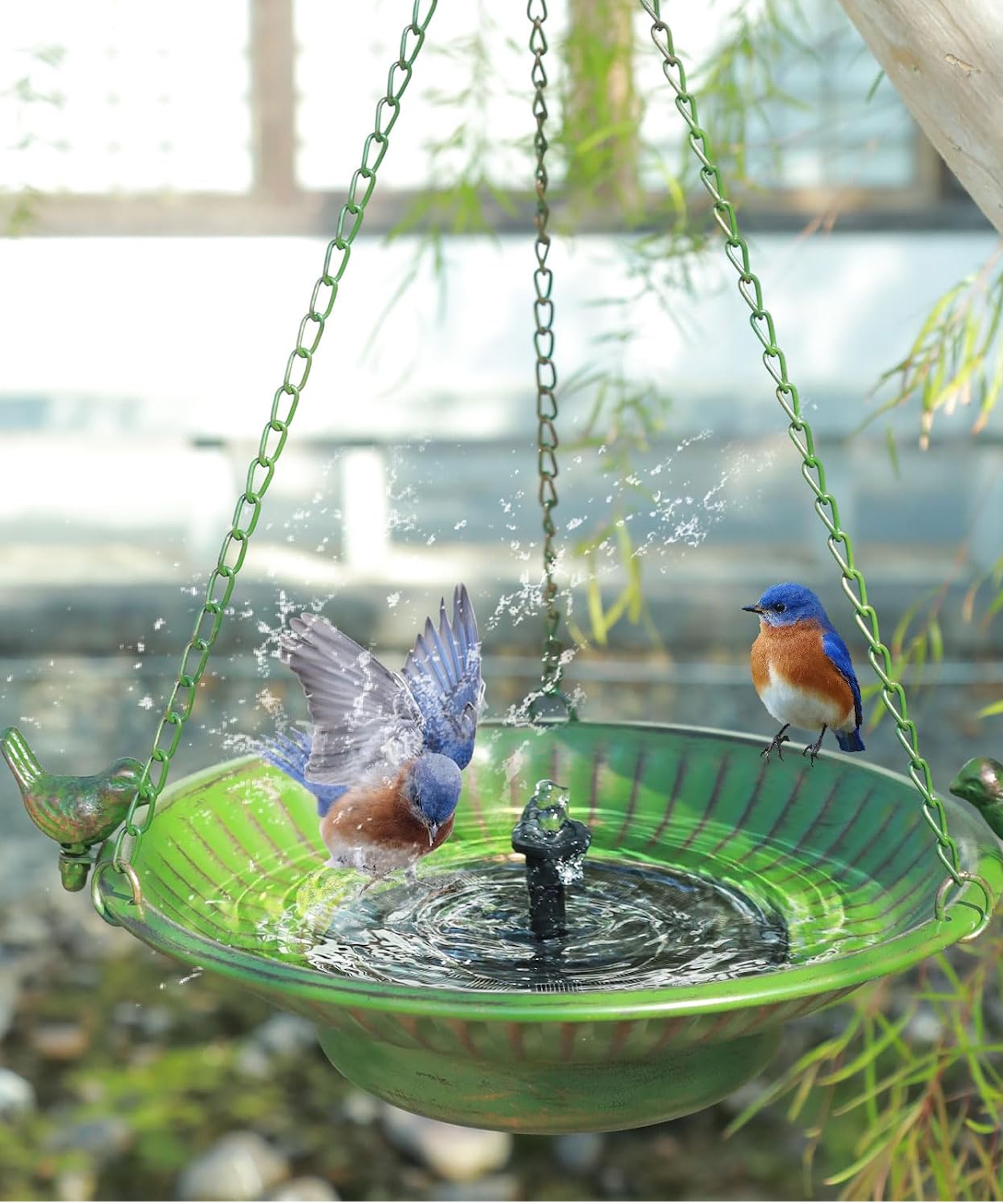 Bain d'oiseaux fontaine solaire suspendue Amazon