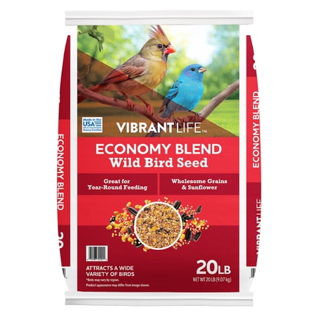 Vibrant Life Economy Mélange de graines d'oiseaux sauvages avec de l'huile de tournesol noire, 20 lb.