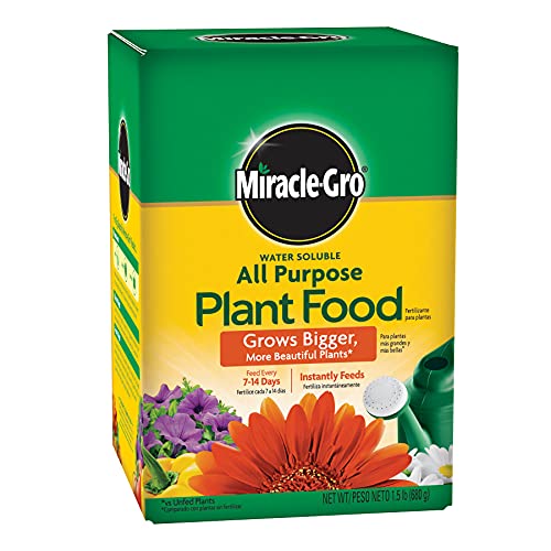 Miracle-Gro Engrais pour plantes tout usage soluble dans l'eau – Engrais pour toutes les plantes d'intérieur ou d'extérieur, y compris les roses, les fleurs, les légumes, les plantes d'intérieur, les arbres et les arbustes, 1,5 lb.