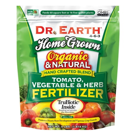 Dr. Earth Organic &amp; Aliment naturel pour tomates et légumes cultivés sur place, engrais 4-6-3, 4 lb.