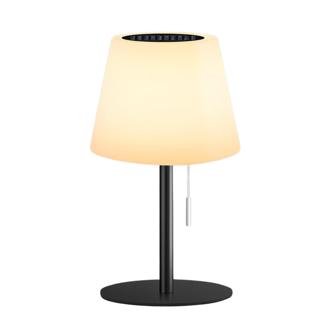 Gewiny Lampe de table solaire pour patio extérieur Lampe solaire Lampe d'extérieur étanche avec capteur de lumière, blanc chaud à intensité variable + lampes rechargeables LED RVB Lampe de table à piles sans fil （noir）