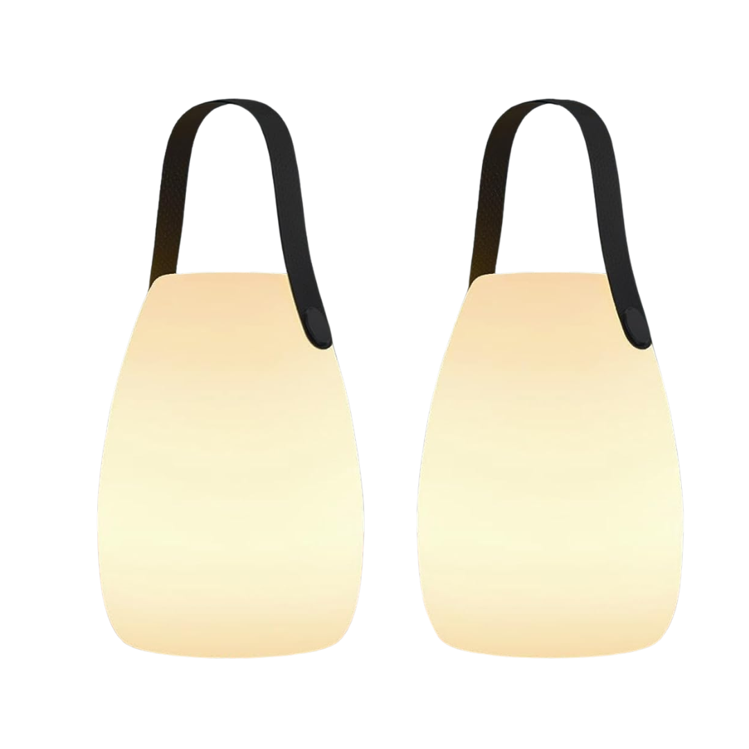 Uuffoo Lot de 2 lampes de table portables rechargeables, lanterne RVB sans fil avec télécommande, veilleuse LED décorative, étanche IP44, lampe d'intérieur et d'extérieur pour chambre à coucher, patio, jardin, fête de mariage