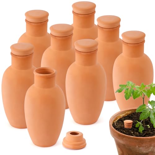 Lovely Ran Ollas 8 pcs 3,1 * 6 pouces Pot d'eau en Terre Cuite Auto-arrosage Planteur Insert Vacances Soins des Plantes Olla Arrosage Terre Cuite Argile Irrigation Globes