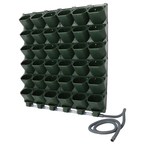 Jardinières à arrosage automatique avec minuterie et capteur de pluie, système de jardin vertical mural à 36 poches – Kit d'irrigation goutte à goutte automatique pour balcon intérieur et extérieur, culture d'herbes, de légumes et de fleurs