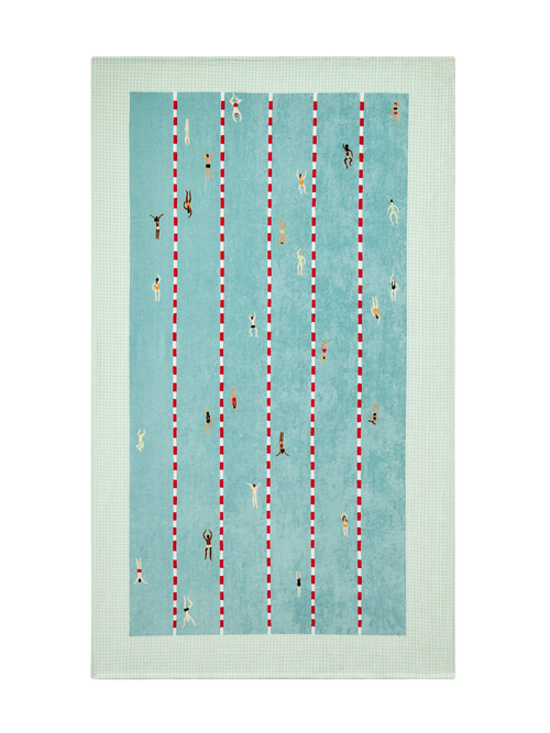 Serviette de plage scène de tours de piscine