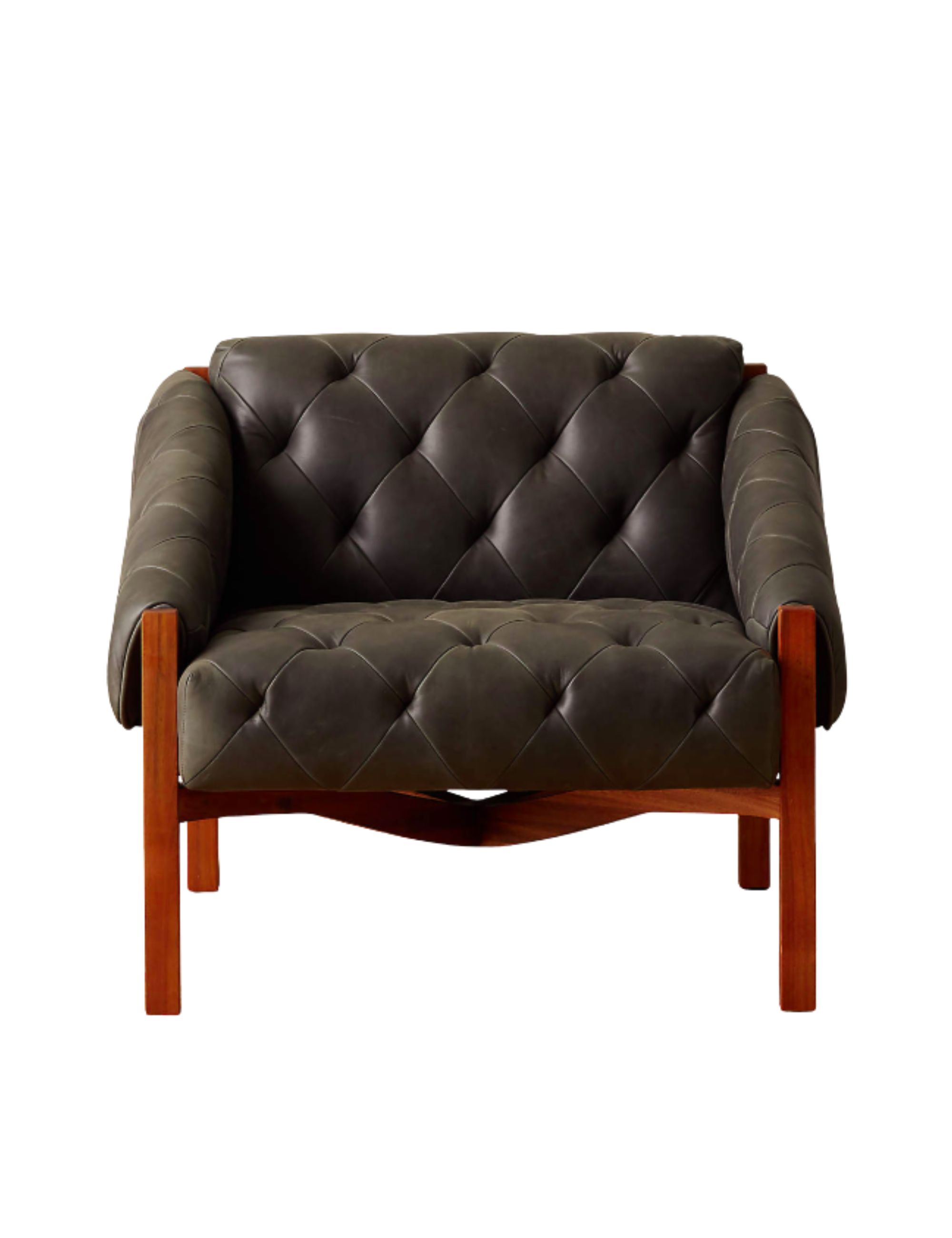 CB2, Chaise capitonnée en cuir charbon de bois des Abruzzes