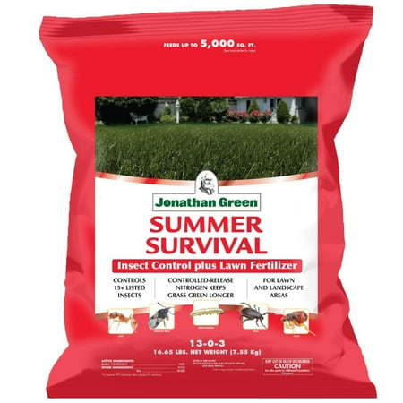 Jonathan Green Summer Survival Insect Control Plus Engrais pour pelouse, 5 m (couvre jusqu'à 5 000 pieds carrés) et mdash; Extérieur et amp; Utilisation de plantes d’intérieur, application facile