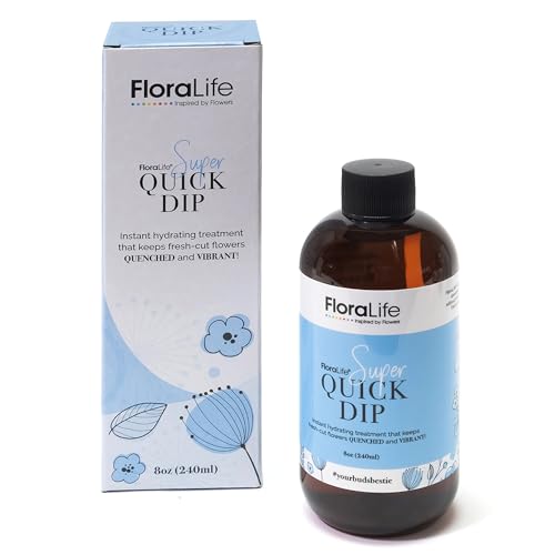 Floralife Quick Dip - Solution de traitement hydratante instantanée pour préserver les fleurs fraîchement coupées - 8oz