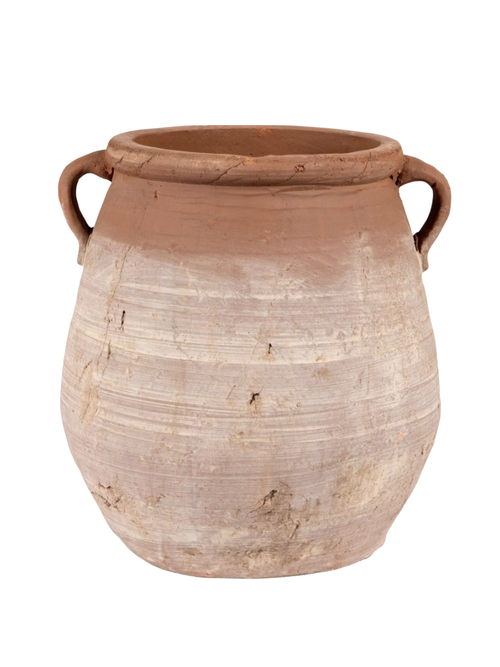 Pot d'urne en terre cuite blanchie à la chaux