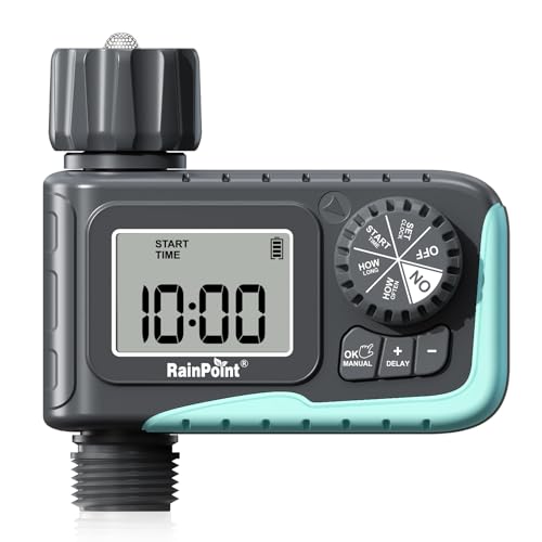 Minuterie d'arrosage Rainpoint, minuterie d'eau programmable pour tuyau d'arrosage, tuyau de trempage extérieur chronométré avec retard de pluie/système d'arrosage manuel/automatique, irrigation numérique pour cour, pelouse, 1 sortie