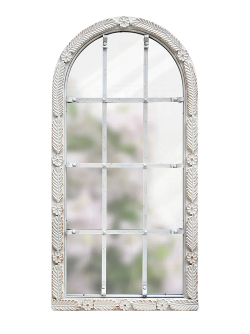 Miroir mural en forme d'arche vintage avec cadre de fenêtre
