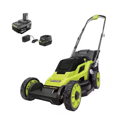 ONE+ Tondeuse à gazon poussée sans fil avec batterie de 18 V, 13 po, avec batterie de 4,0 Ah et chargeur