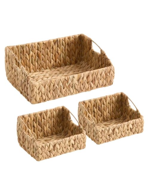 Ornavo Home Lot de 3 paniers de rangement en jacinthe d'eau