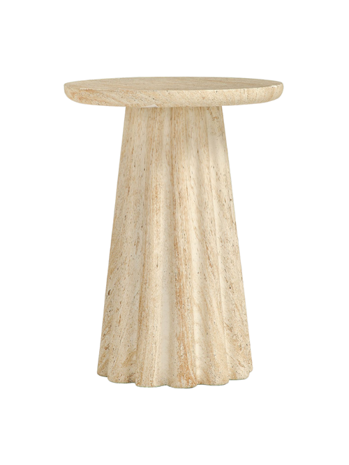 Table d'appoint d'extérieur ronde en faux travertin Siena