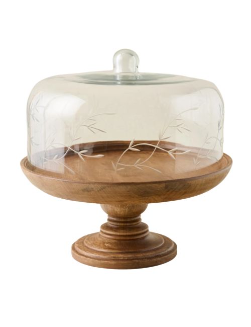 Présentoir à gâteaux en verre gravé Eliane