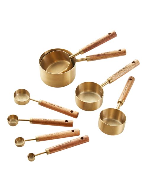 Cuillères à mesurer en bois d'acacia et or, lot de 4