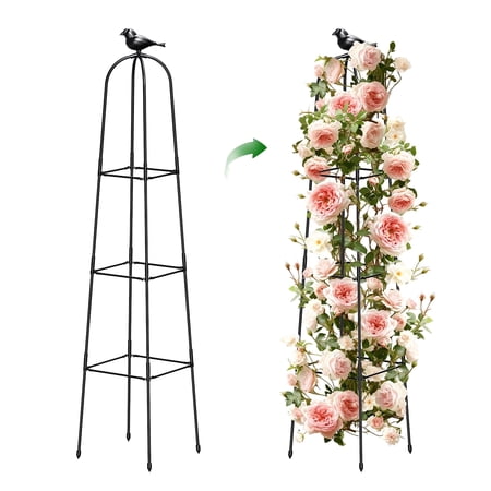 Mqhuayu Treillis d'obélisque de jardin réglable de 67 pouces pour plantes grimpantes, cadre de support de plante en métal antirouille, support de culture de tomate de concombre de vigne grimpante d'intérieur et d'extérieur