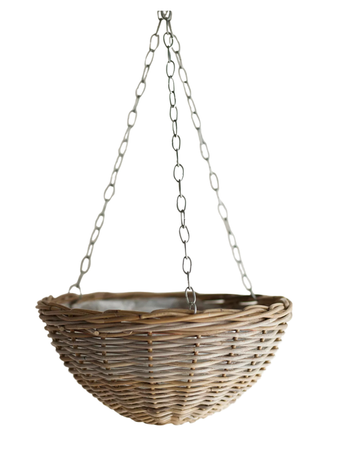 Jardinière à panier arrondi suspendu en rotin