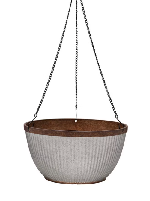 Jardinière à panier suspendu avec bordure en bronze