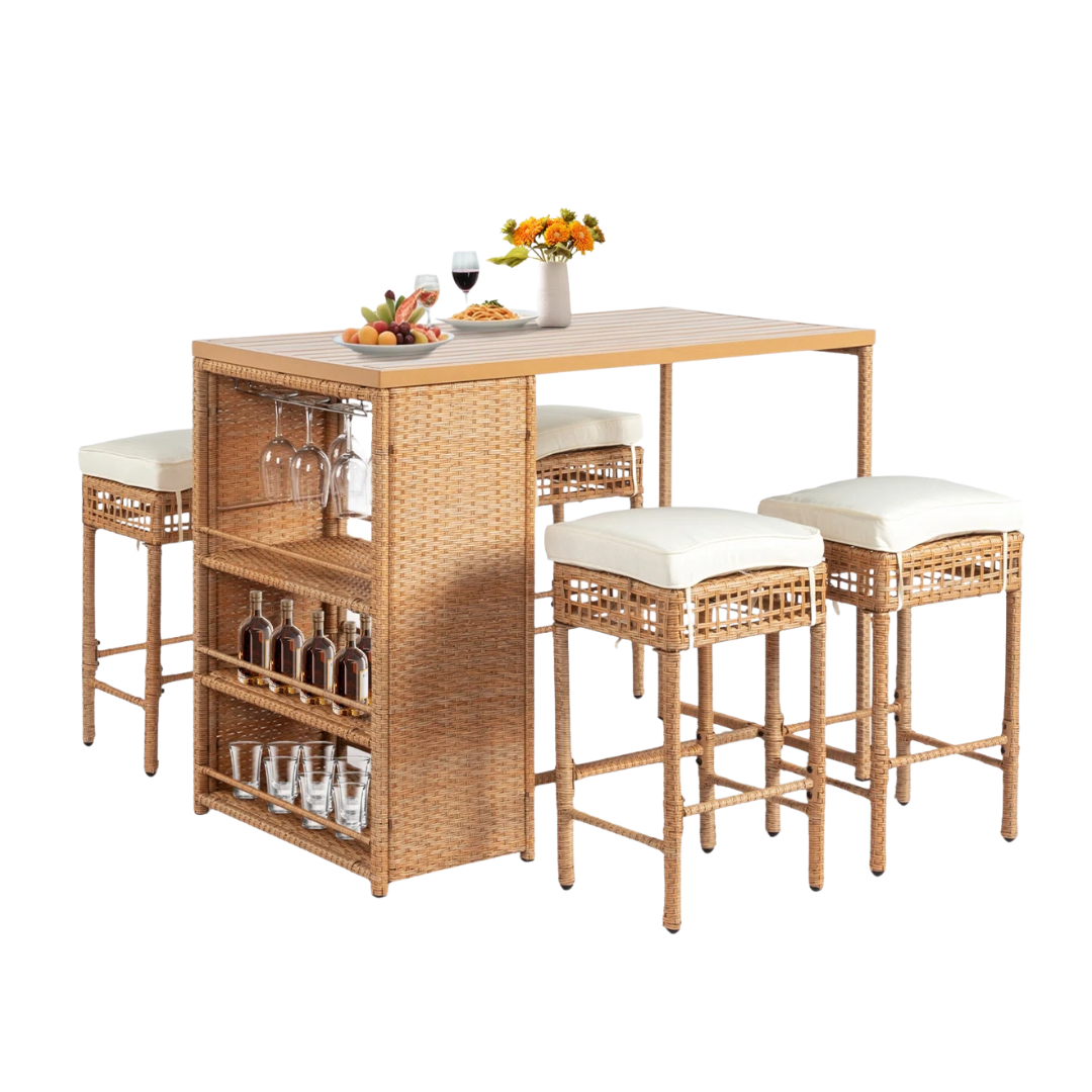 Bay Isle Home&trade;, Ensemble de bar de service en osier 5 pièces pour patio