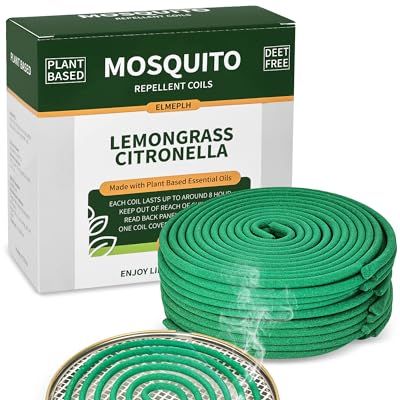 Bobines anti-moustiques, bobine d'encens à la citronnelle pour l'extérieur – chacune brûle pendant 8 heures (contient 20 bobines et 1 support)