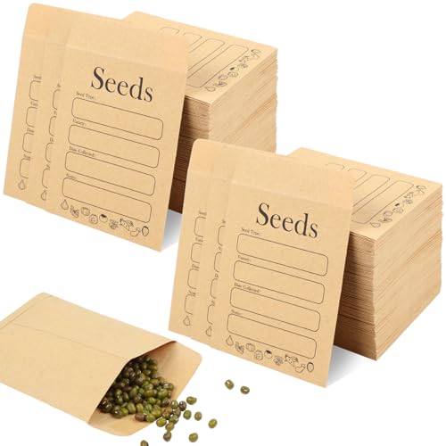 Joyberg 156 enveloppes de graines 3,15 x 4,72 pouces, enveloppes de paquets de graines, enveloppe d'économie de graines kraft, mini enveloppe de stockage de graines auto-scellantes pour fleurs et légumes