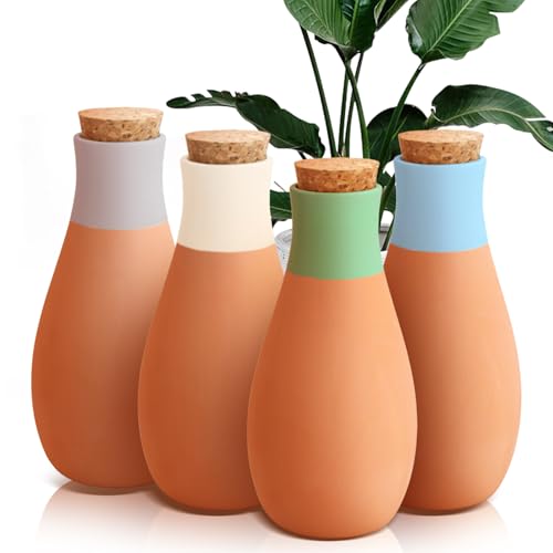 4 pièces pointes d'arrosage en terre cuite, globes d'arrosage automatique Ollas, insert de jardinière à arrosage automatique à libération lente, globes d'arrosage des plantes pour plantes d'intérieur et d'extérieur