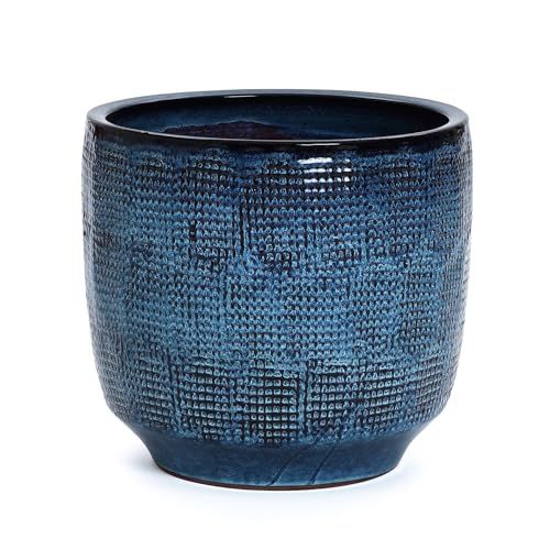 Pot en céramique texturé bleu