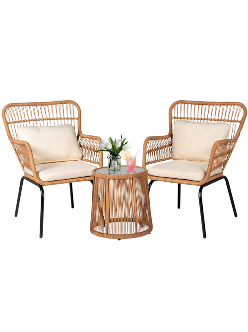 Ensemble de conversation de patio en rotin