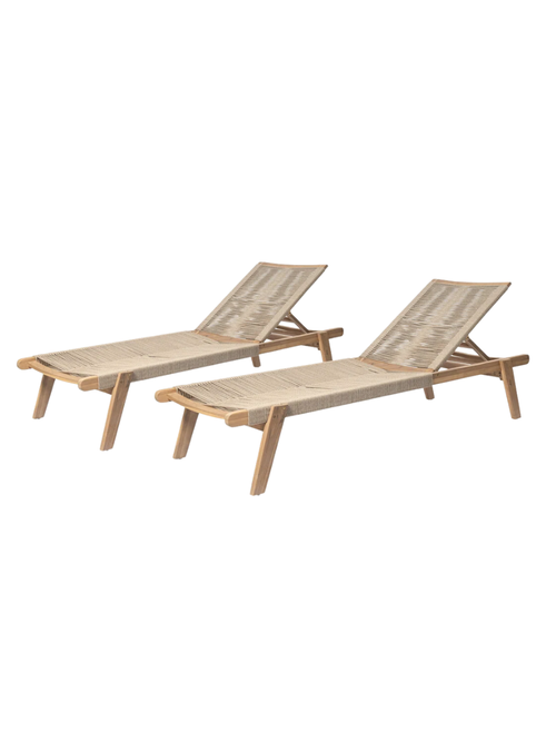 Ensemble de chaise longue d'extérieur en corde Saulean